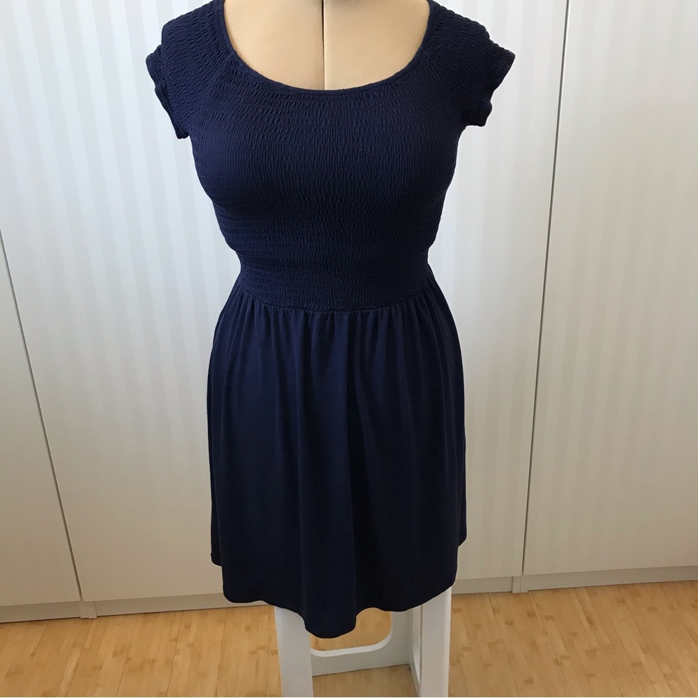 Venus navy blue elastic bodice comfortable dress Size M